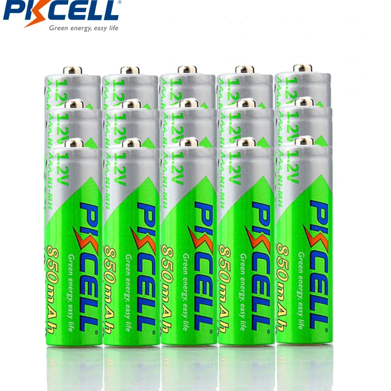Аккумуляторы PKCELL AAA Ni-MH, 850 мАч, 1,2 в, 1,2 В, 3 А, 15 шт.