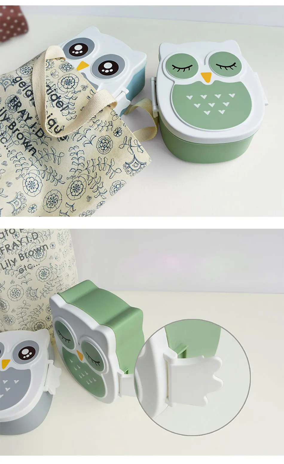 Экологичная милая сова микроволновая пластиковая коробка для ланча контейнеры для приготовления пищи с отсеками Ланч-бокс для детей снэк-бенто коробка