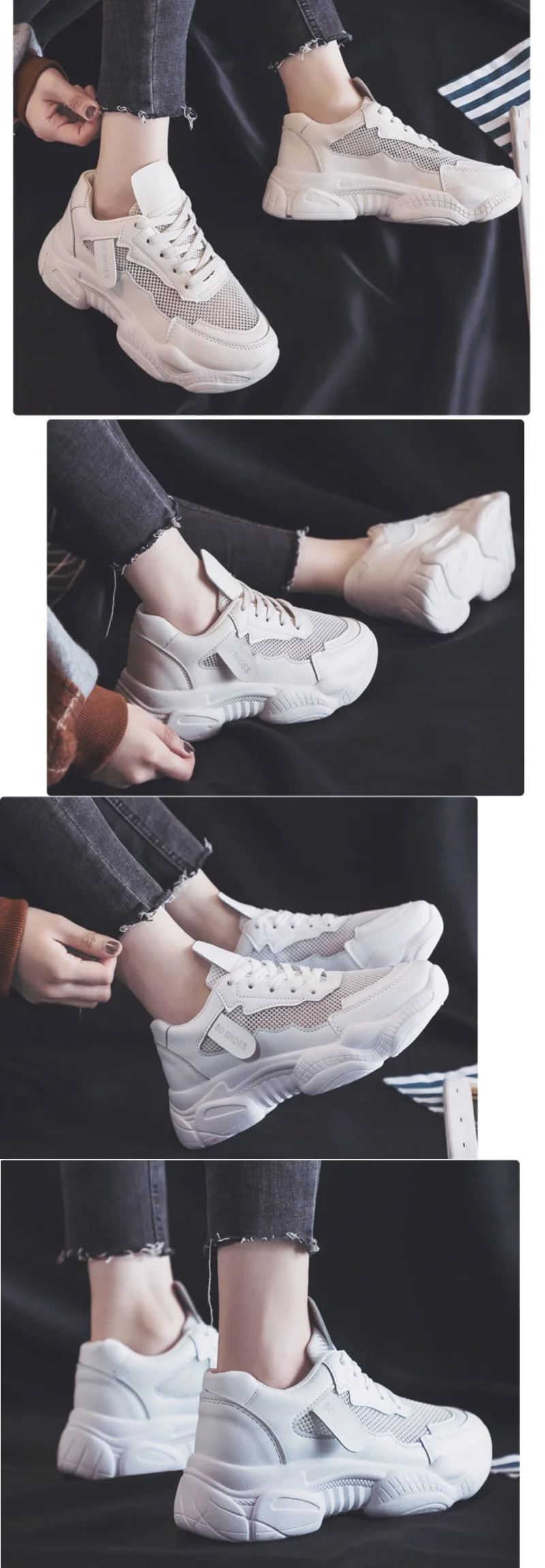 New Summer White Mesh Women Sneakers FlatsFemale Fashion Thick Bottom Platform shoes Womens Casual Shoes Zapatos De Mujer