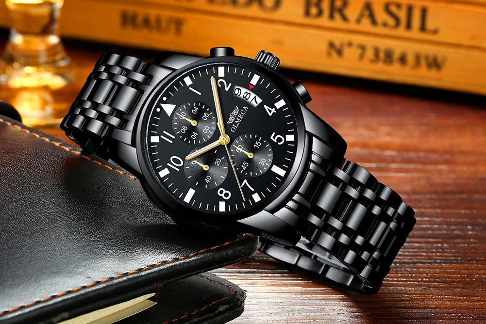 OLMECA часы многофункциональный стальной ремень мужские спортивные