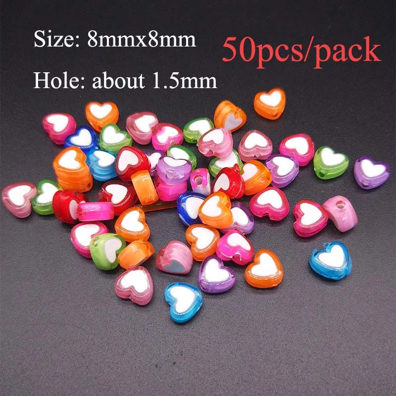 50pcs Style 2 Смешанные акриловые бусины в форме сердца Квадратные/круглые бусины с буквами алфавита в форме сердца DIY ювелирные изделия для изготовления браслетов и ожерелий аксессуары - Цвет: 50pcs Style 2