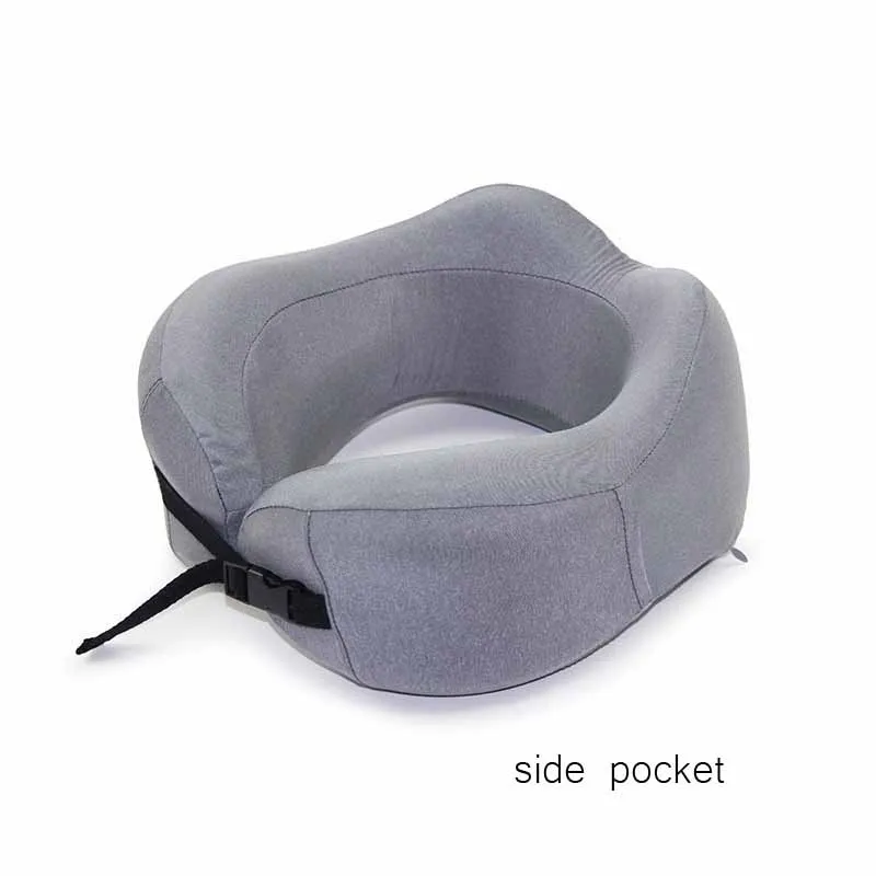 grey side pocket Новые u-образные подушки для шеи из пены с эффектом памяти, мягкие медленные подушки для путешествий, однотонный шейный затылочный медицинский постельные принадлежности, Прямая поставка - Цвет: grey side pocket