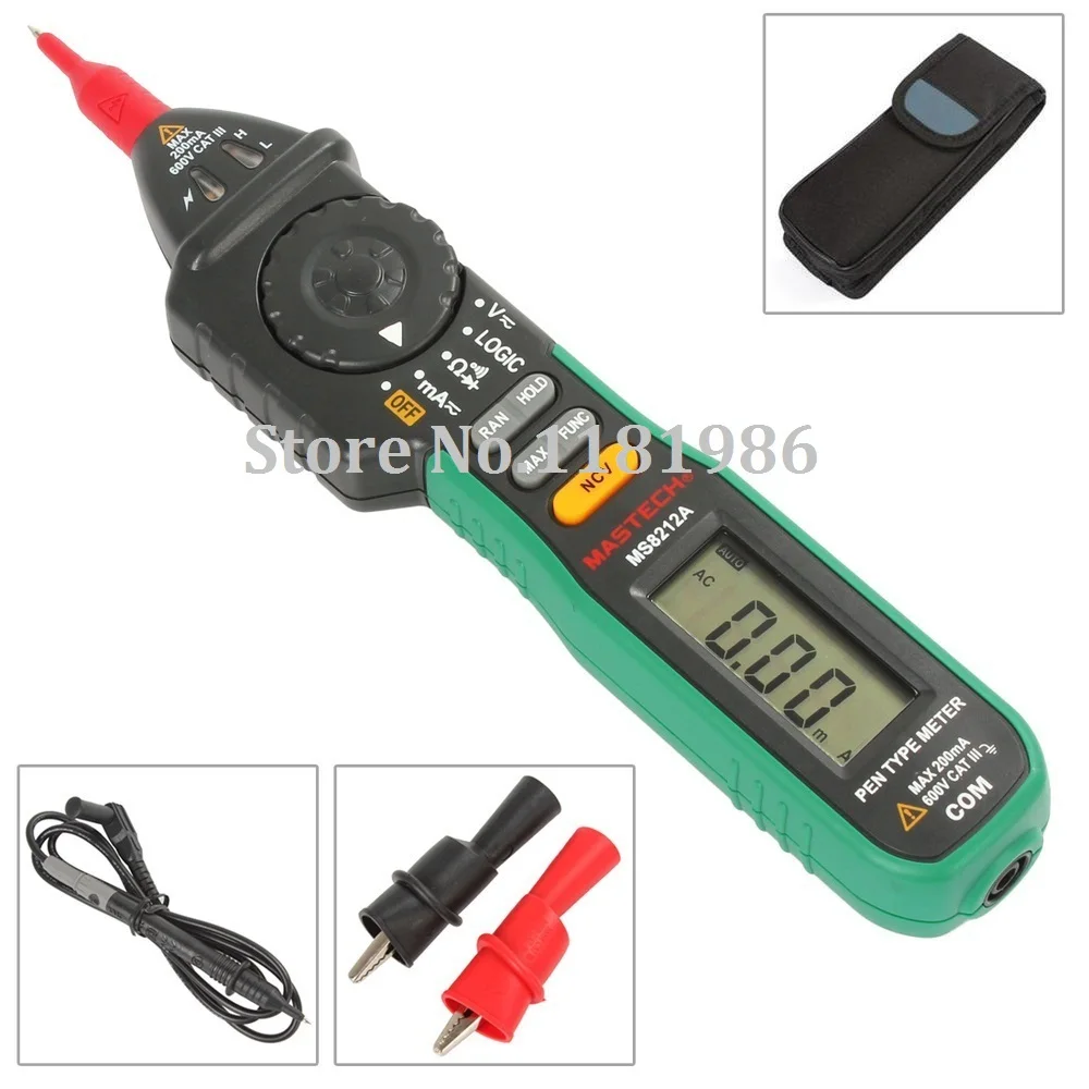 Mastech MS8212A Ручка Тип Цифровой мультиметр DC/AC напряжение тока Multimetro тестер логика непрерывности диода Бесконтактное напряжение