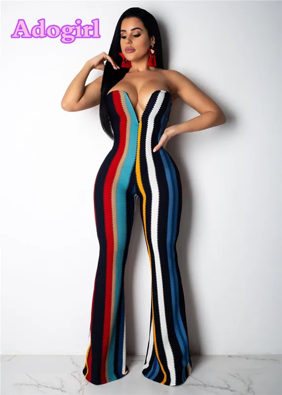 Красочные полосы без бретелек с v образным вырезом Женские Элегантные открытыми