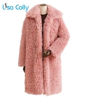 lisa colly new women winter thick fur coat women warm faux fur coat jacket long fox fur coat outwear ladies lamb wools coat