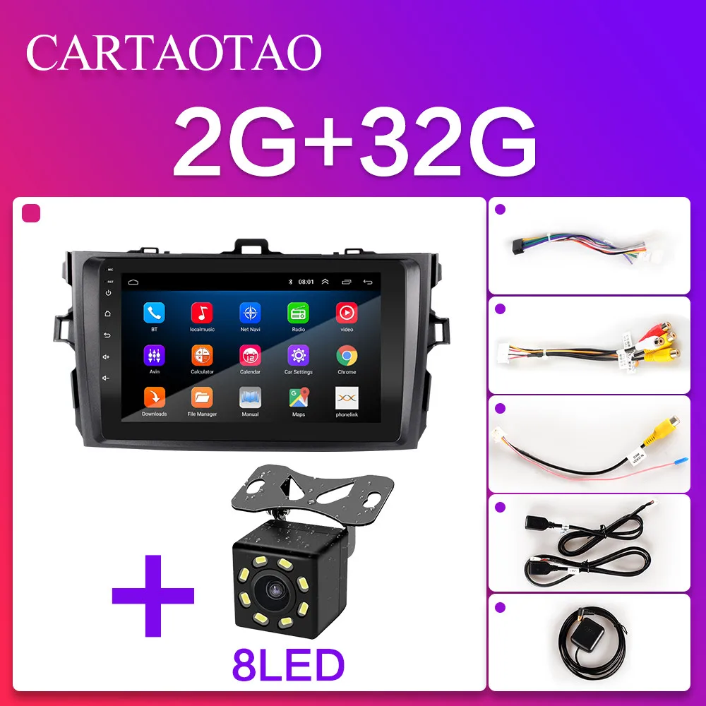 H-Corolla-ZS-2G-8LED 2 din Android 8.1OS для Toyota Corolla E140/150 2006-2013 автомобильный навигационный видео мультимедийный плеер Автомобильный Радио 2.5HD gps wifi плеер - Цвет: H-Corolla-ZS-2G-8LED