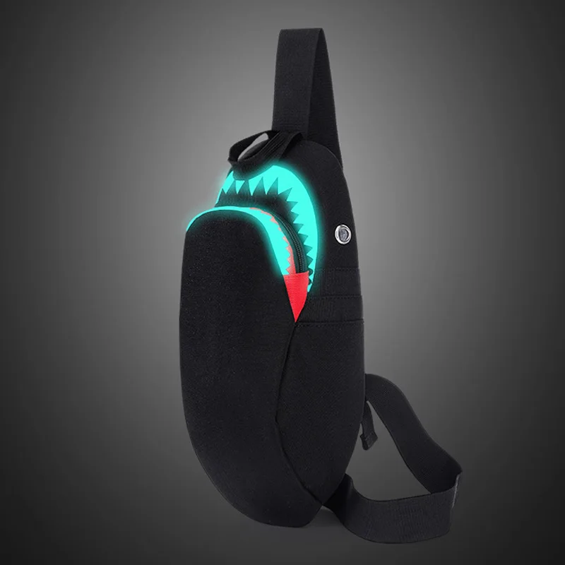 Дизайнерская сумка-мессенджер светящаяся сумка через плечо с акулой зарядка USB