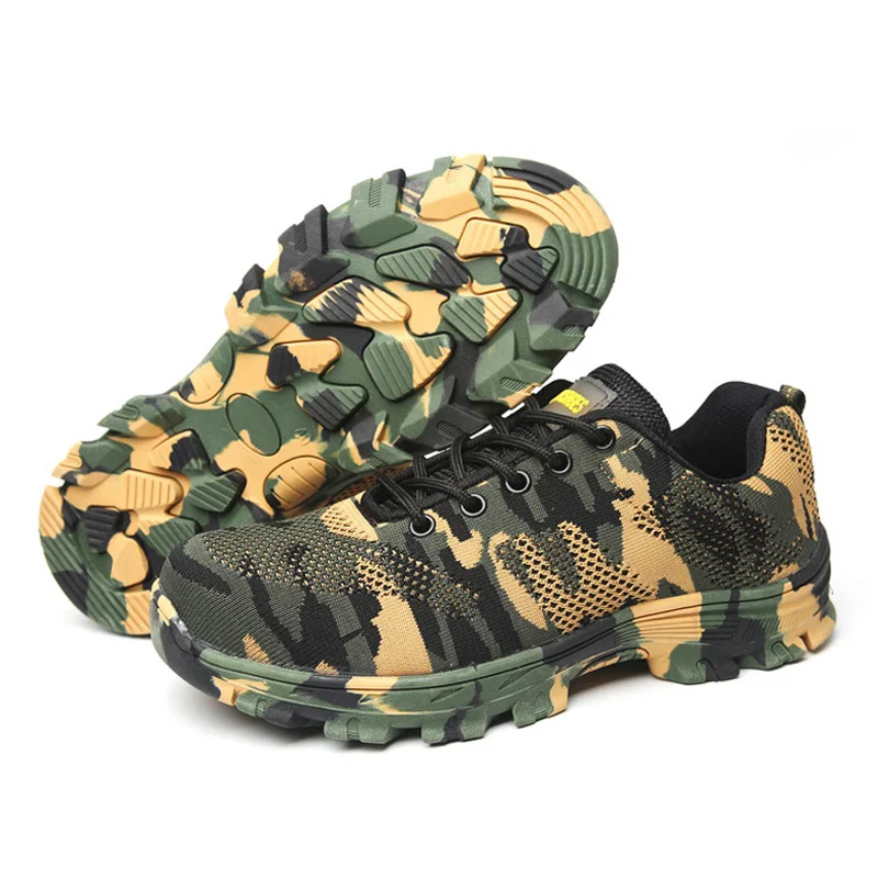 Мужская обувь со стальным носком безопасные рабочие ботинки дышащие плетеные