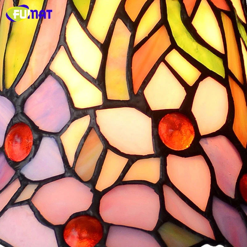 Goede FUMAT Gebrandschilderde Kroonluchter Mediterrane Stijl Korte Paarse Orchidee Art Glas Lamp Voor Woonkamer Keuken Verlichtingsarmaturen
