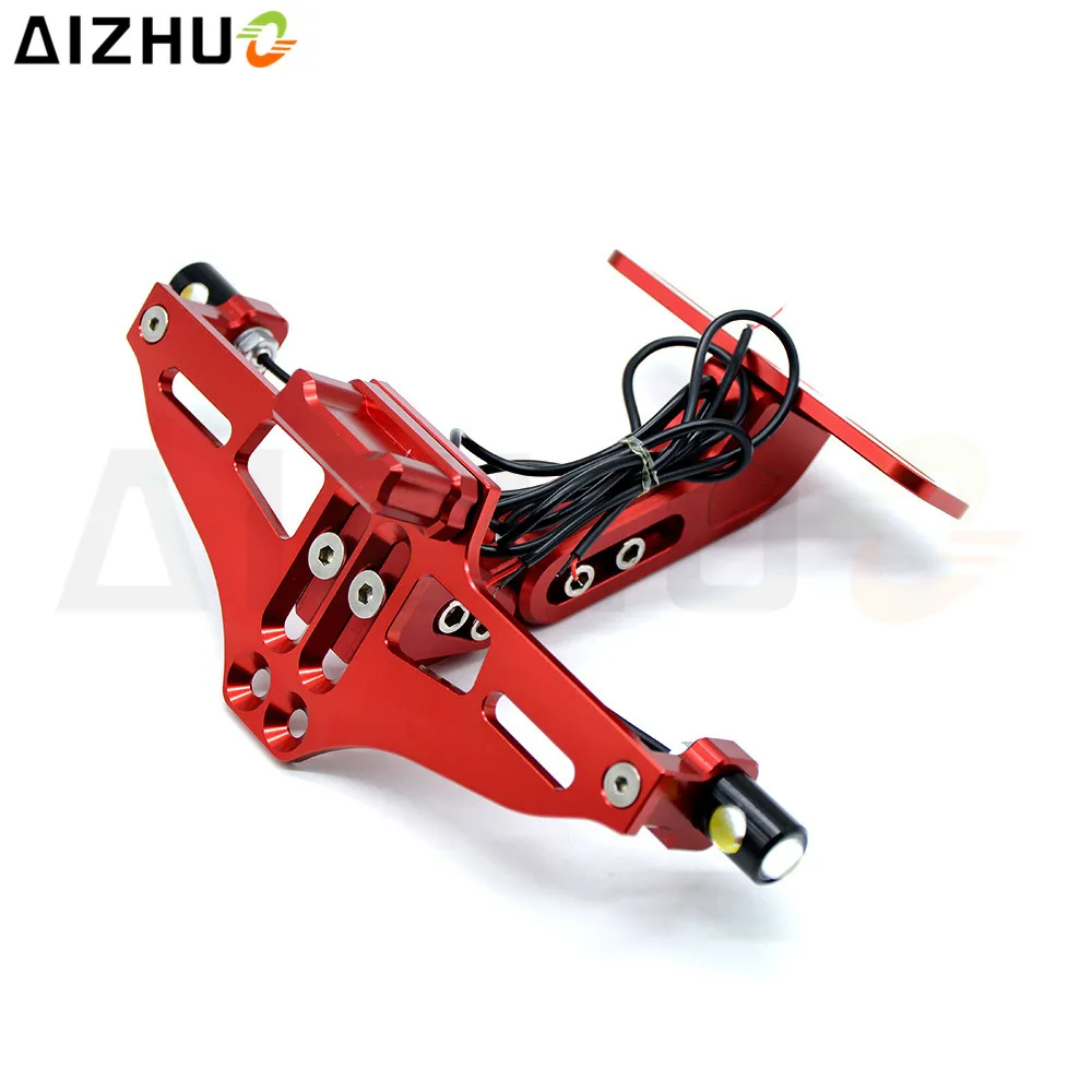 Universal Motorcycle Registration License Plates Holder With Led Light Motorbike CNC Aluminum Number Plate For Honda Suzuki | Автомобили и