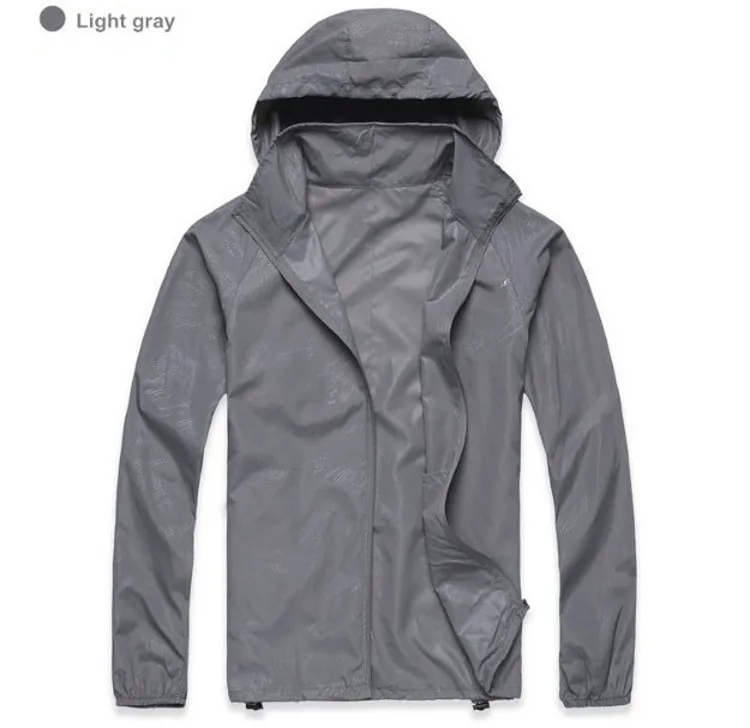 Light Gray Мужские и женские быстросохнущие походные куртки, новинка, водонепроницаемые солнцезащитные спортивные пальто, мужская и женская ветровка RW188 - Цвет: Light Gray