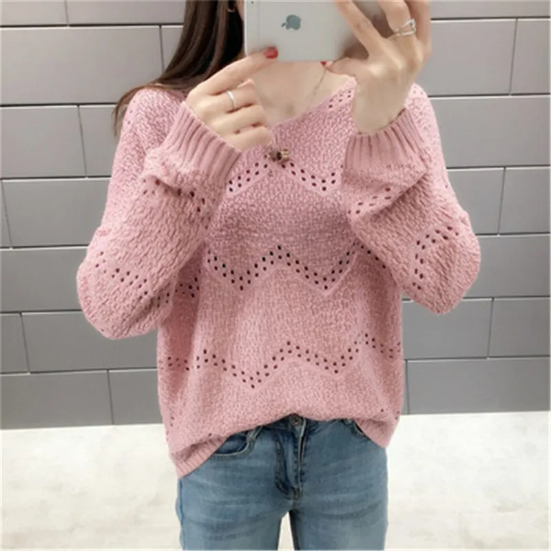 Женский вязаный свитер повседневный тонкий пуловер с кружевом весна-лето 2019 |