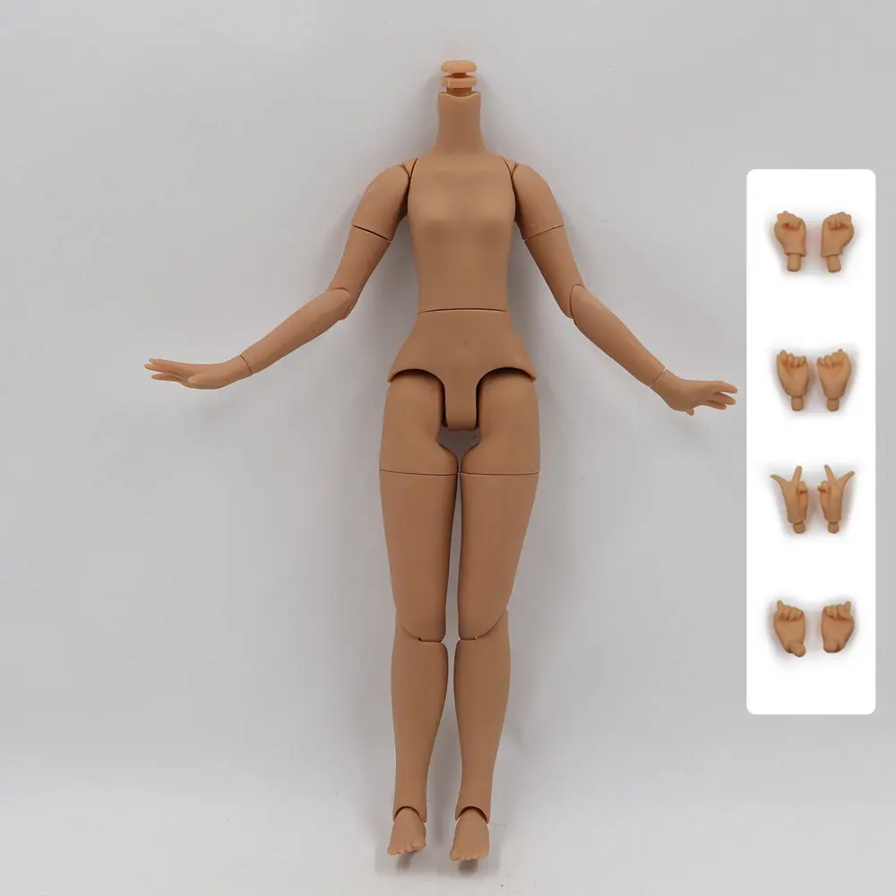 Шарнирное тело 21 см для 30 см 1/6 Blyth icy bjd кукла с маленькой грудью белая натуральная темная кожа подходит для DIY игрушка подарок - Цвет: Dark skin