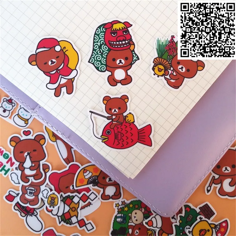 New Trendy Christmas Bear Stickers Toy for DIY Exercise Book Diary 32 Sheets A Pack Toys For Children Colorful Sticker | Дом и сад