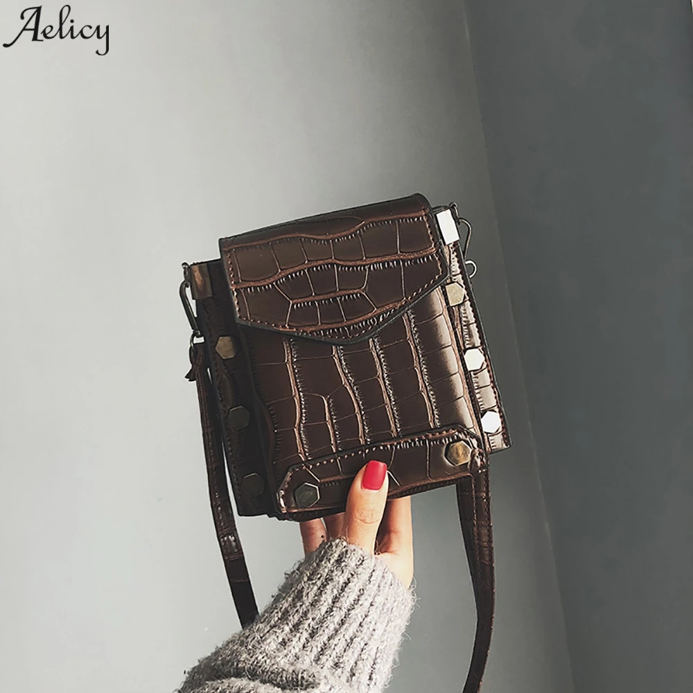 Aelicy/женская сумка-мессенджер через плечо с каменным узором мини квадратная сумка