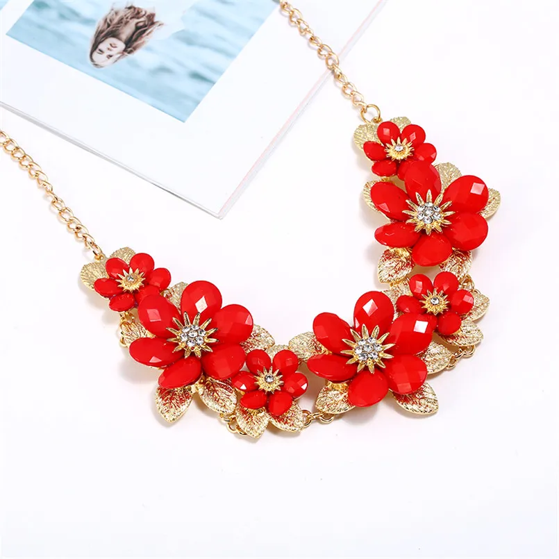 Olaru Мода сусальное золото цветок колье Neckalce для женщины новый себе Макси