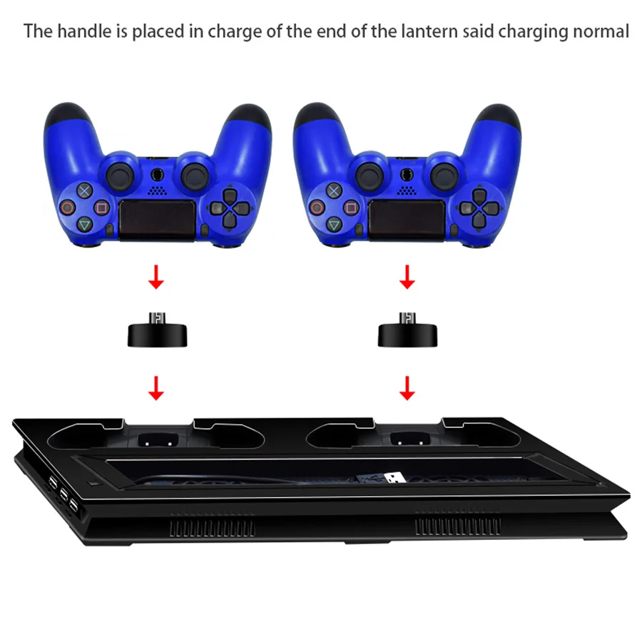 Вертикальная охлаждающая подставка для консоли PS4 Slim зарядная док станция с 3 USB