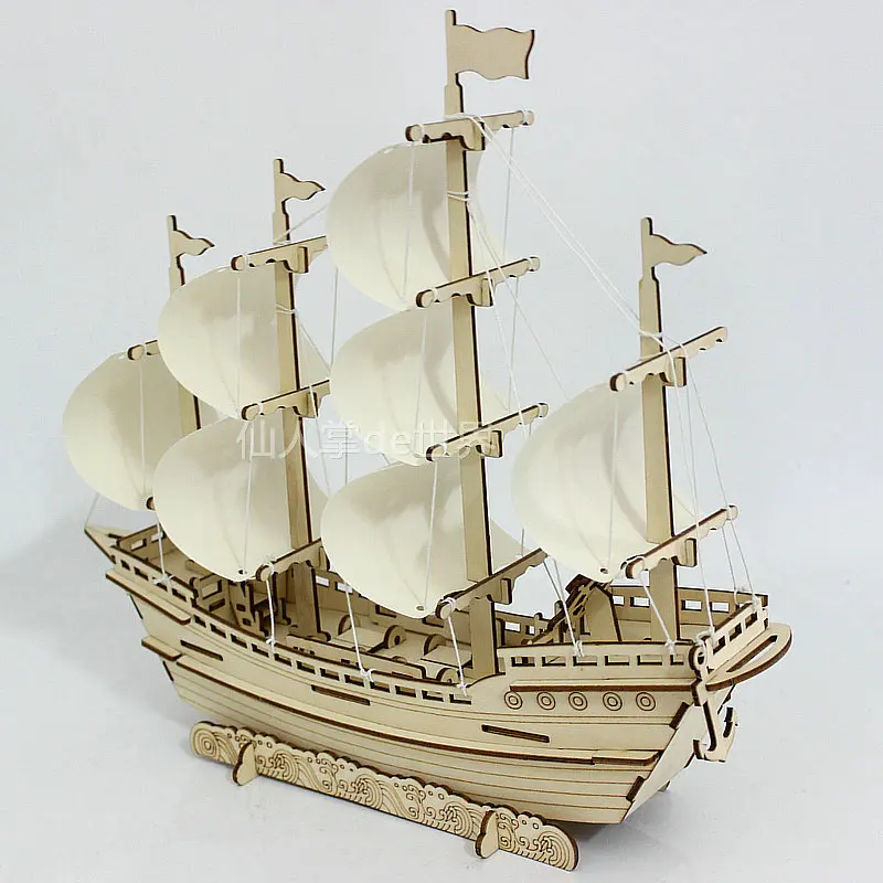 Парусник diy игрушка головоломка 3d маленькая лодка Развивающие детские подарочные игры сборка деревянного здания паром модель деревянные игрушки парусный корабль