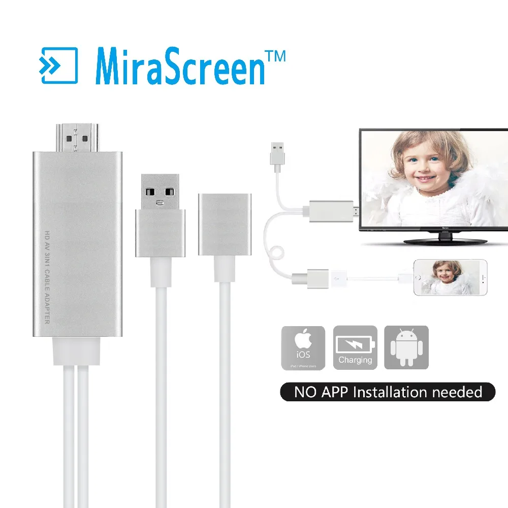Mira экран провод HDMI зеркалирующий кабель дисплей 1080 P синхронизация IPhone литье