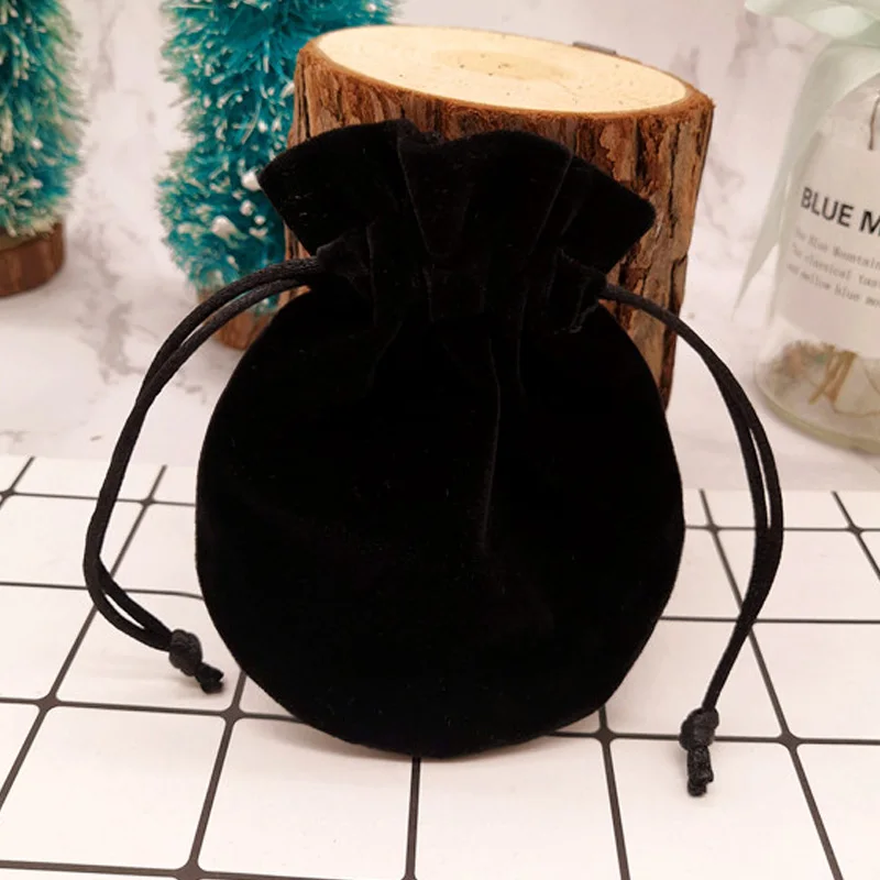 Black Слоновой кости Calabash упаковка Шнурок Бархатный Мешок Саше подарочный мешок ювелирные изделия свадебные конфеты вечерние Бусины Контейнер для хранения 6x13 9x11cm - Цвет: Black