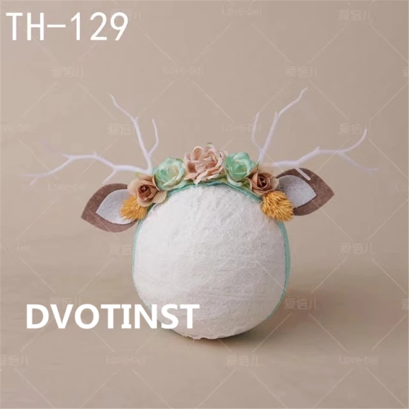 TH129 Dvotinst/реквизит для фотосъемки новорожденных; милый головной убор с ушками единорога; головной убор; фон для фотосъемки в студии - Цвет: TH129
