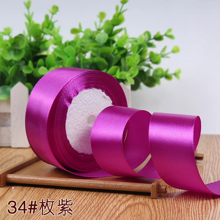 purple red 25 ярдов 6/10/15/20/25/40/50 мм атласными лентами DIY искусственный шелк розы Ремесла поставок швейной фурнитуры Скрапбукинг Материал - Цвет: purple red