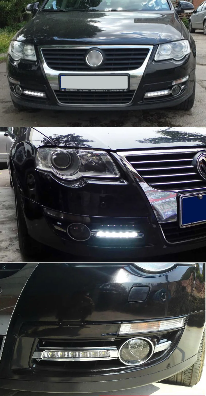 Для VW Volkswagen Passat B6 2007 2008 2009 супер яркий водонепроницаемый автомобильный светильник DRL светодиодный дневные ходовые огни с отверстием для противотуманной фары