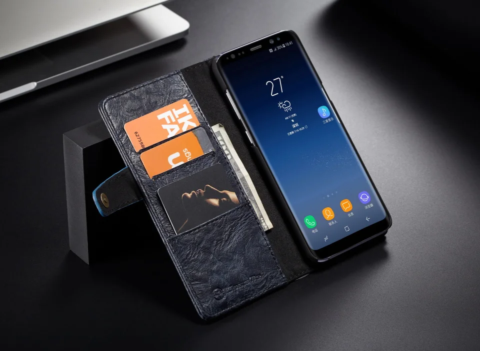 Чехол CaseMe Винтаж кожаный бумажник чехол для Samsung Galaxy S8/плюс Чехол внутренний и пригласительная открытка держатели Слоты Кнопка флип-кейсы