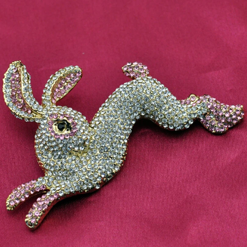 Exquisite Full Crystal Rabbit Large Brooch Pins Women Wedding Party Garment Sweater Accessories Brooches Brand Jewelry XZ351 | Украшения и
