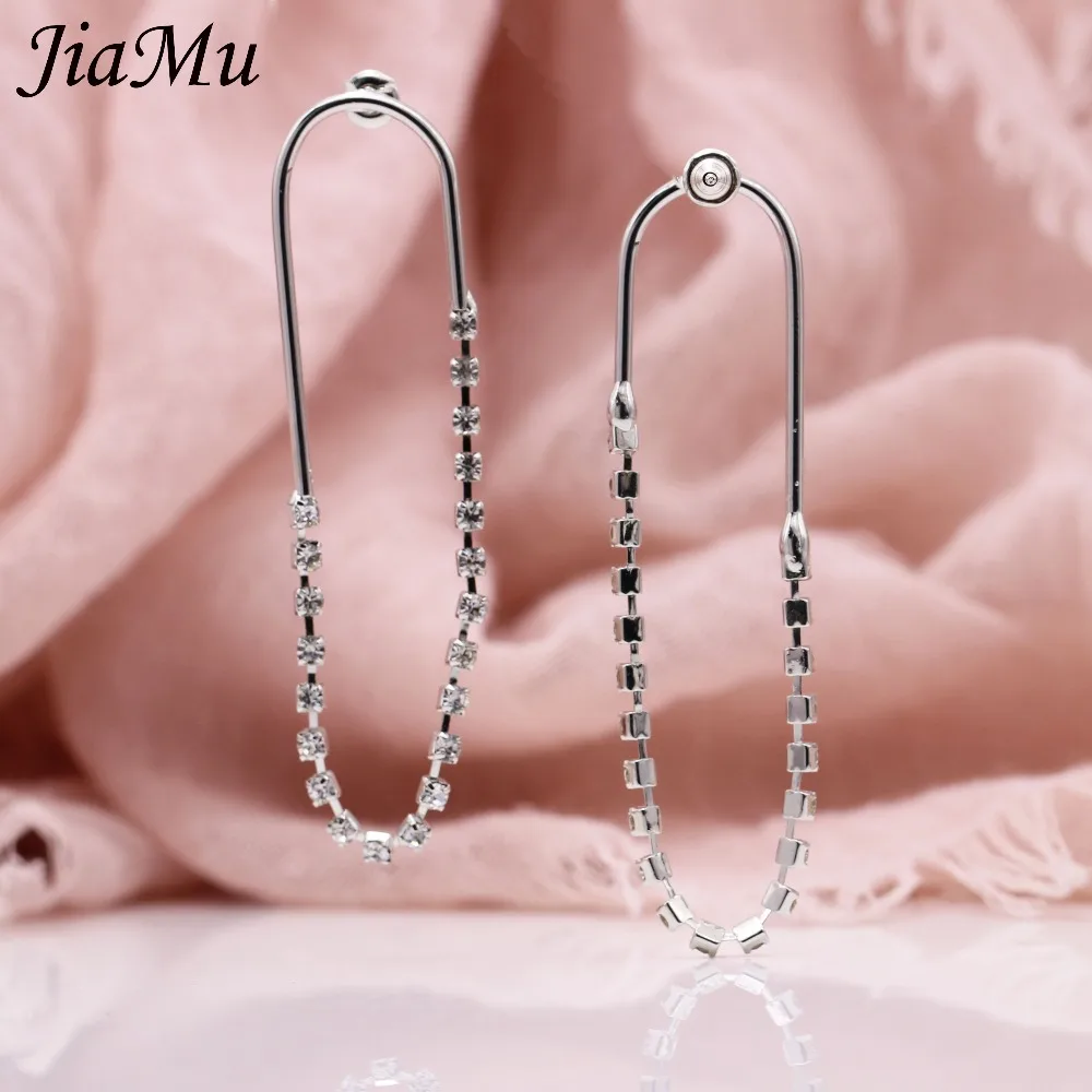 

JiaMu new water drop long pendant natural zircon gold silver two-color women's earrings fashion round party lady gift wedding