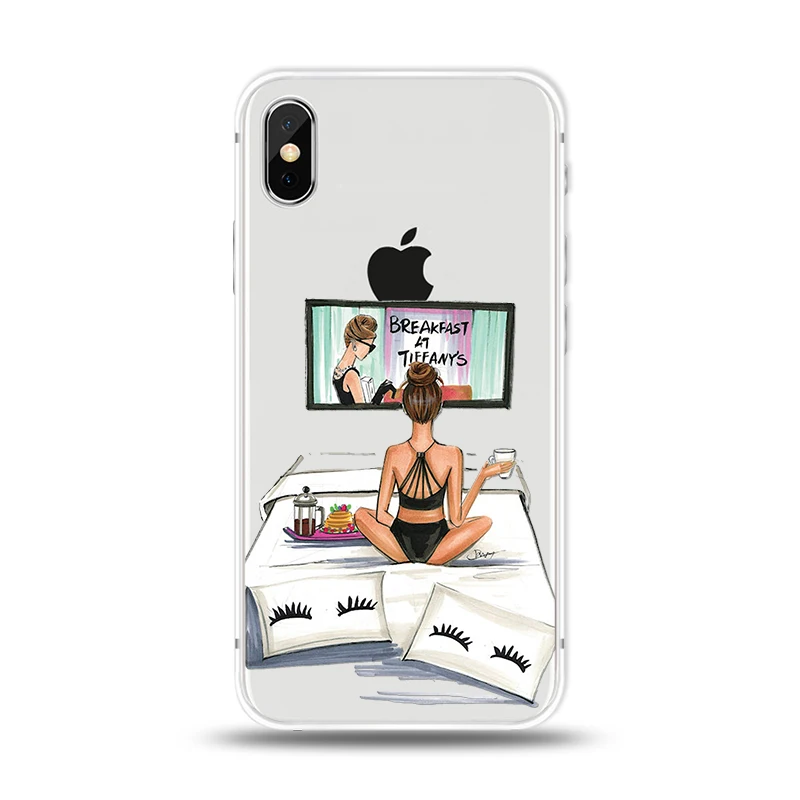 Силиконовый чехол для телефона iPhone X XS Max XR ананас девушка кошка перо чехлы 7 8 6 6s Plus