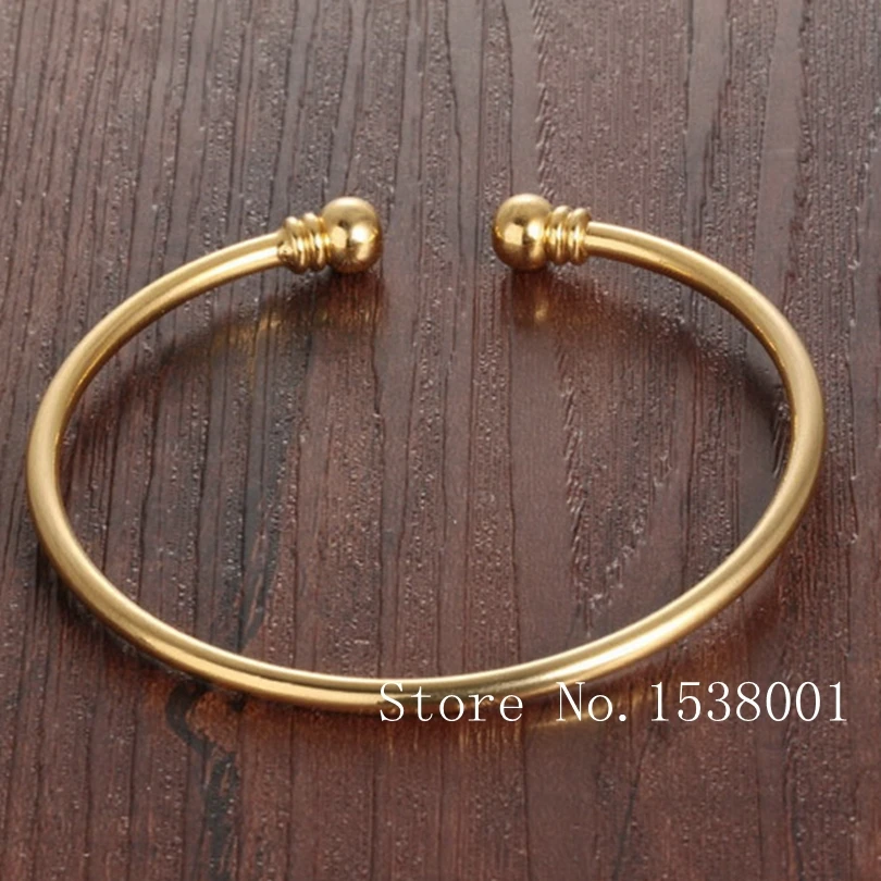 Гладкий Простой браслет желтый золотистый Женский Браслет-манжета диаметром 58