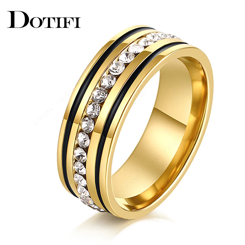 DOTIFI 316L кольца из нержавеющей стали для женщин 3 цвета круг циркон обручальное кольцо ювелирные изделия