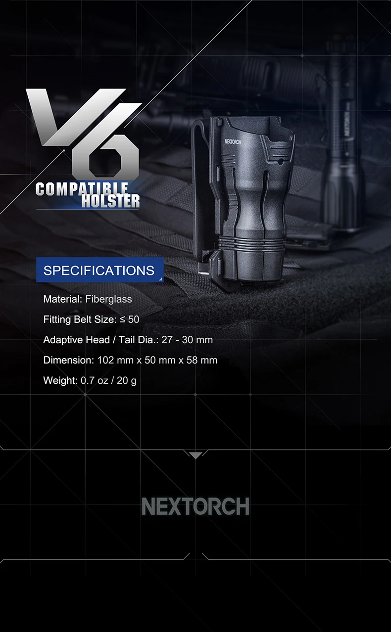 NEXTORCH 360 градусов Тактический фонарик кобура Угол Вращающийся Duable фонарик держатель V6 для 27 мм-30 мм Диаметр фонарик