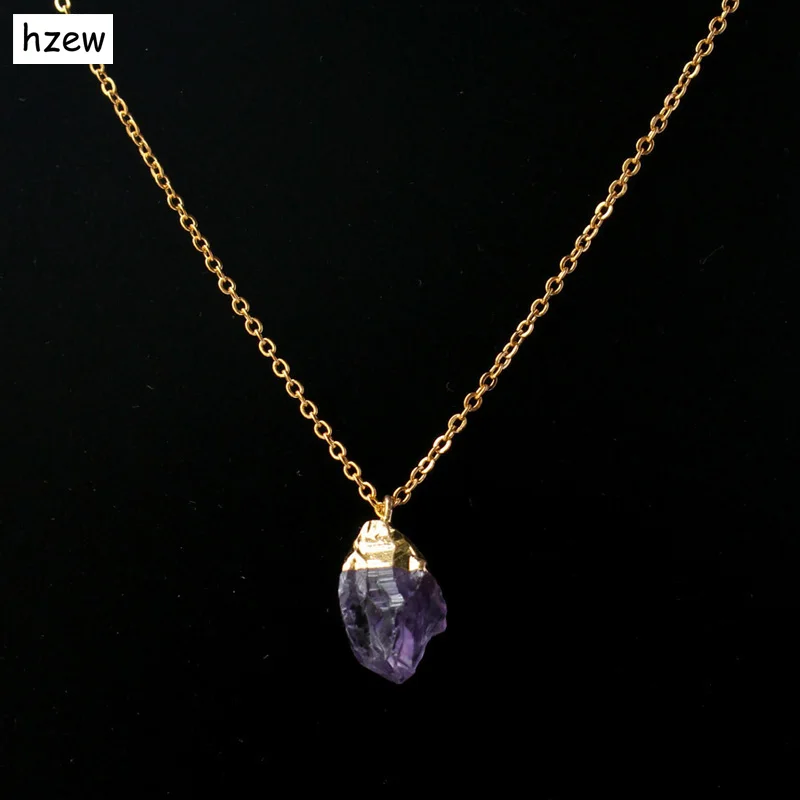 Hzew 45 см распродажа модные грубые ожерелья с подвеской из натурального камня