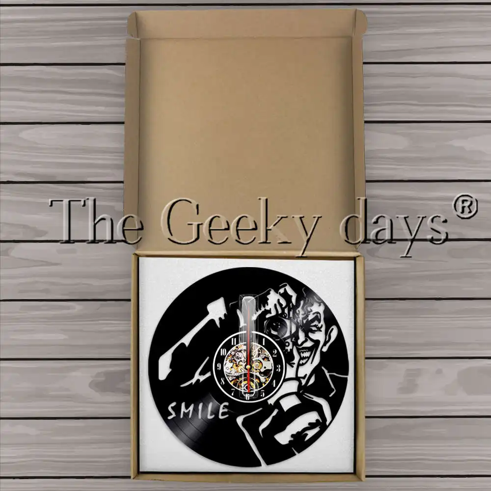 &quot Джокер &quotУлыбка сфотографировать виниловых пластинок настенные часы с