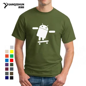 Забавная Мужская футболка на Android с принтом робота скейтборда, Высококачественная Хлопковая мужская футболка 16 цветов, крутая модная дизайнерская футболка с круглым вырезом и коротким рукавом