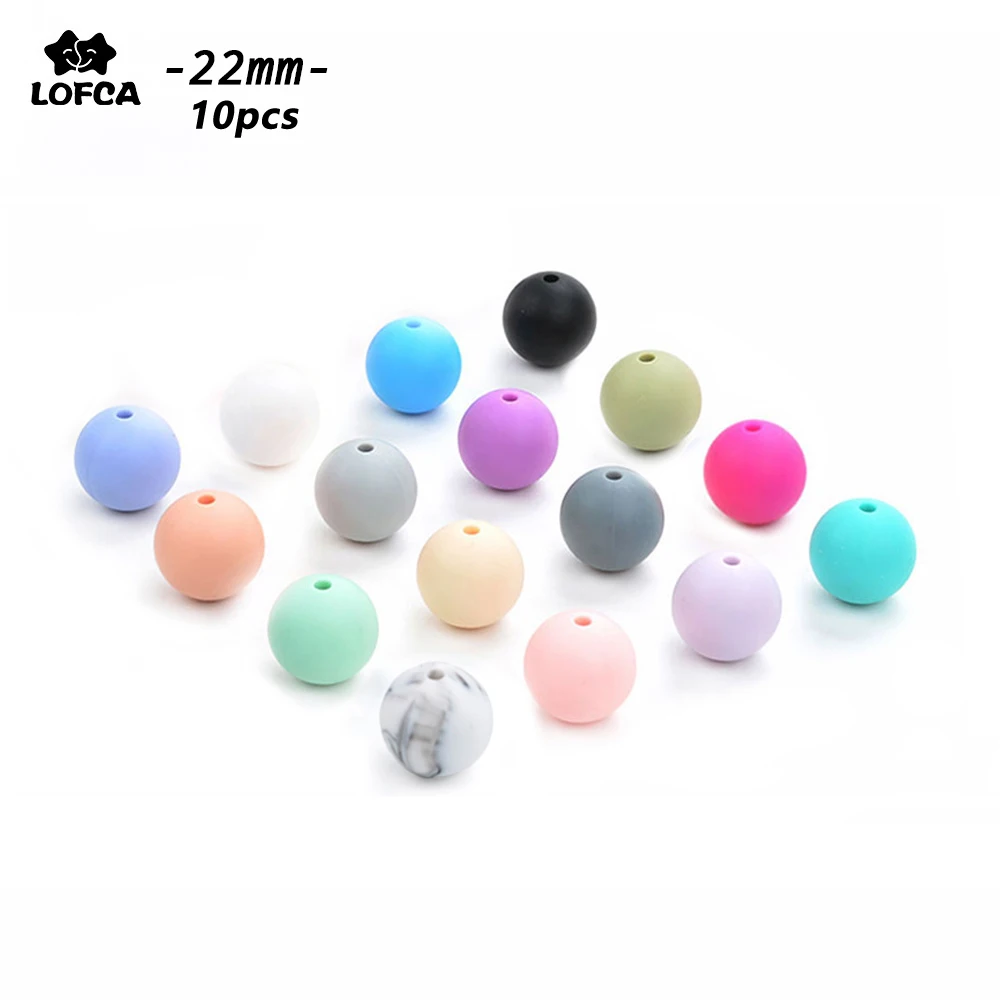 LOFCA, 10 шт., круглые силиконовые бусины для прорезывания зубов, 22 м
