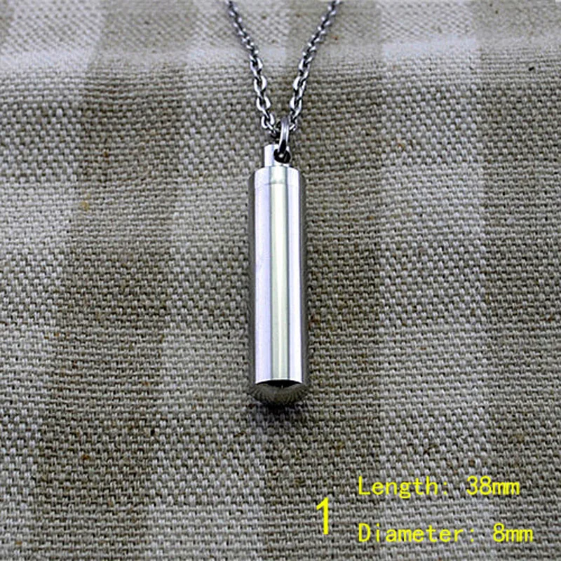 Style1 38mm 8mm Титановая сталь урна сувенир ювелирный цилиндр подвески флаконы духов ожерелье Openable положить в пепел Мемориал Мужчины Женщины Подарки - Окраска металла: Style1 38mm 8mm