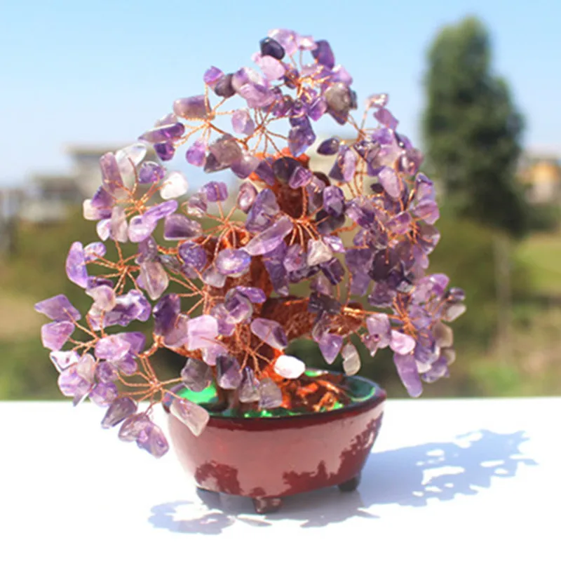 

160-170mm NATURAL Purple crystal quartz gemstone TREE REIKI Healing