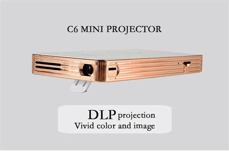 Карманный проектор 4k dlp mini C6 проектор 50 люмен Android 6,0 четырехъядерный двухдиапазонный wifi Bluetooth pico проектор