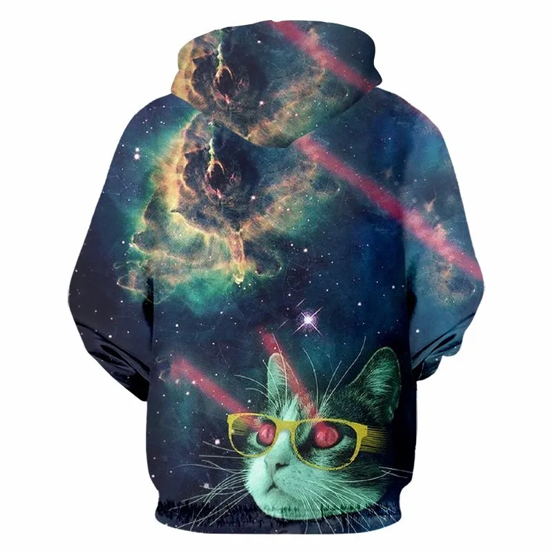 OGKB Мужская толстовка со вспышкой и изображением кота забавная галактика космос 3D