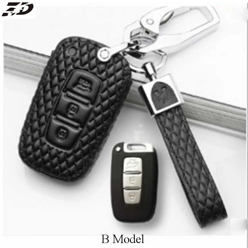 Из натуральной кожи ключа автомобиля чехол для ключей для KIA ceed Rio Sportage picanto ceed Sorento Ниро cerato K2 K3 K4 K5 ключевой мешок - Название цвета: B Model Black