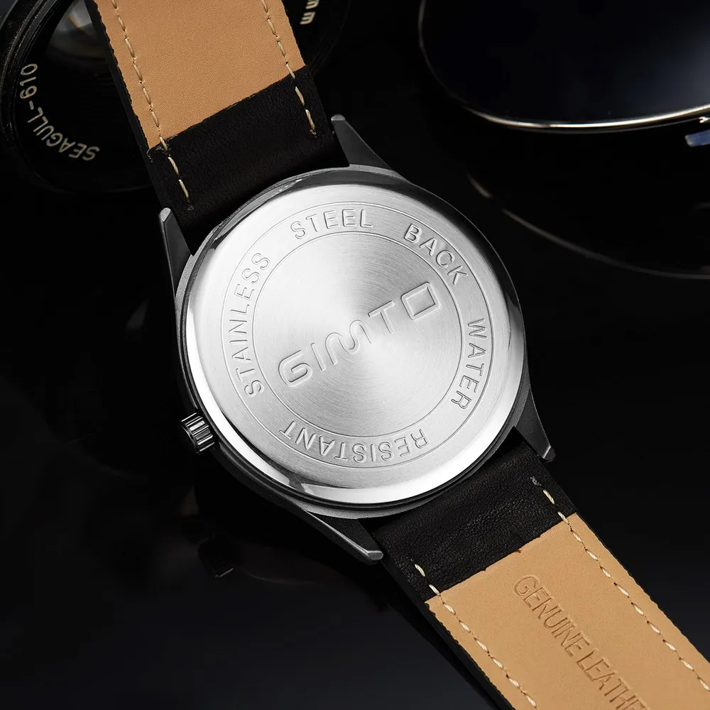 Gimto Для мужчин S Часы Лидирующий бренд роскошные часы простой Дизайн кварц-Watch Sport