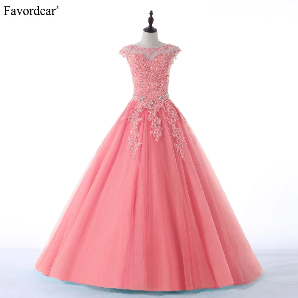 

Favordear New Collection Quinceanera 15 Years Vestidos De 15 Anos High Neck Red Pink Turquoise Quinceanera Gowns Party Dress