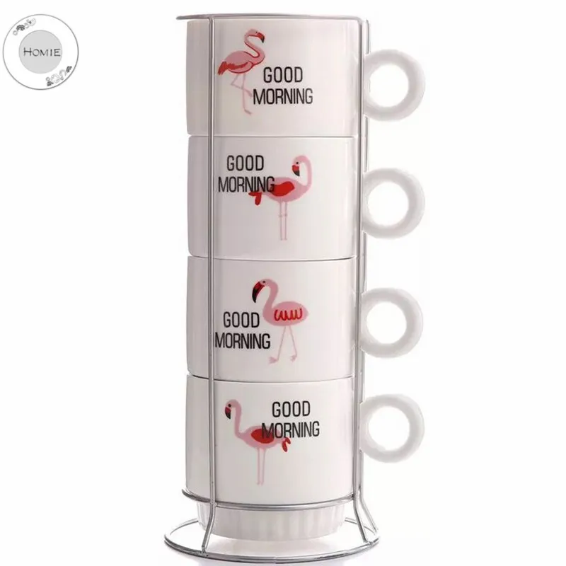 Набор кофейных чашек HOMIE с симпатичным воспламеняющимся животным керамические