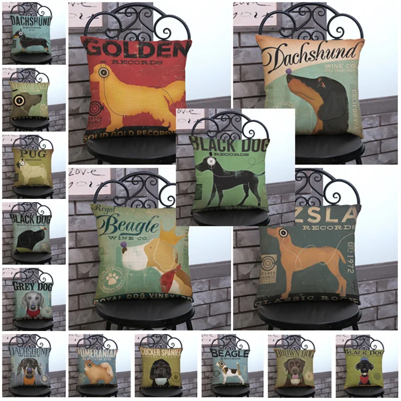 Современная мода собака печать хлопок белье короткие плюшевые талии подушки