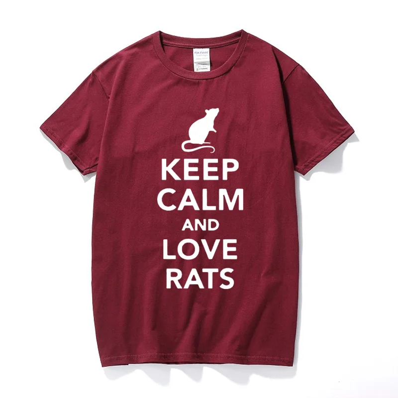 Модная Повседневная забавная Мужская футболка RAEEK Keep Calm And Love крысы|Мужские