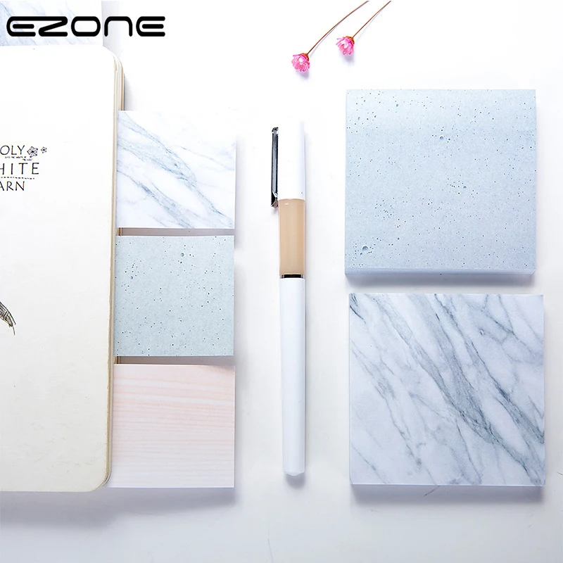 

EZONE Marble Printed Sticky Note Creative Style Memo Pad Self-Adhesive Square Papers Bookmark Stationery School Office Supply