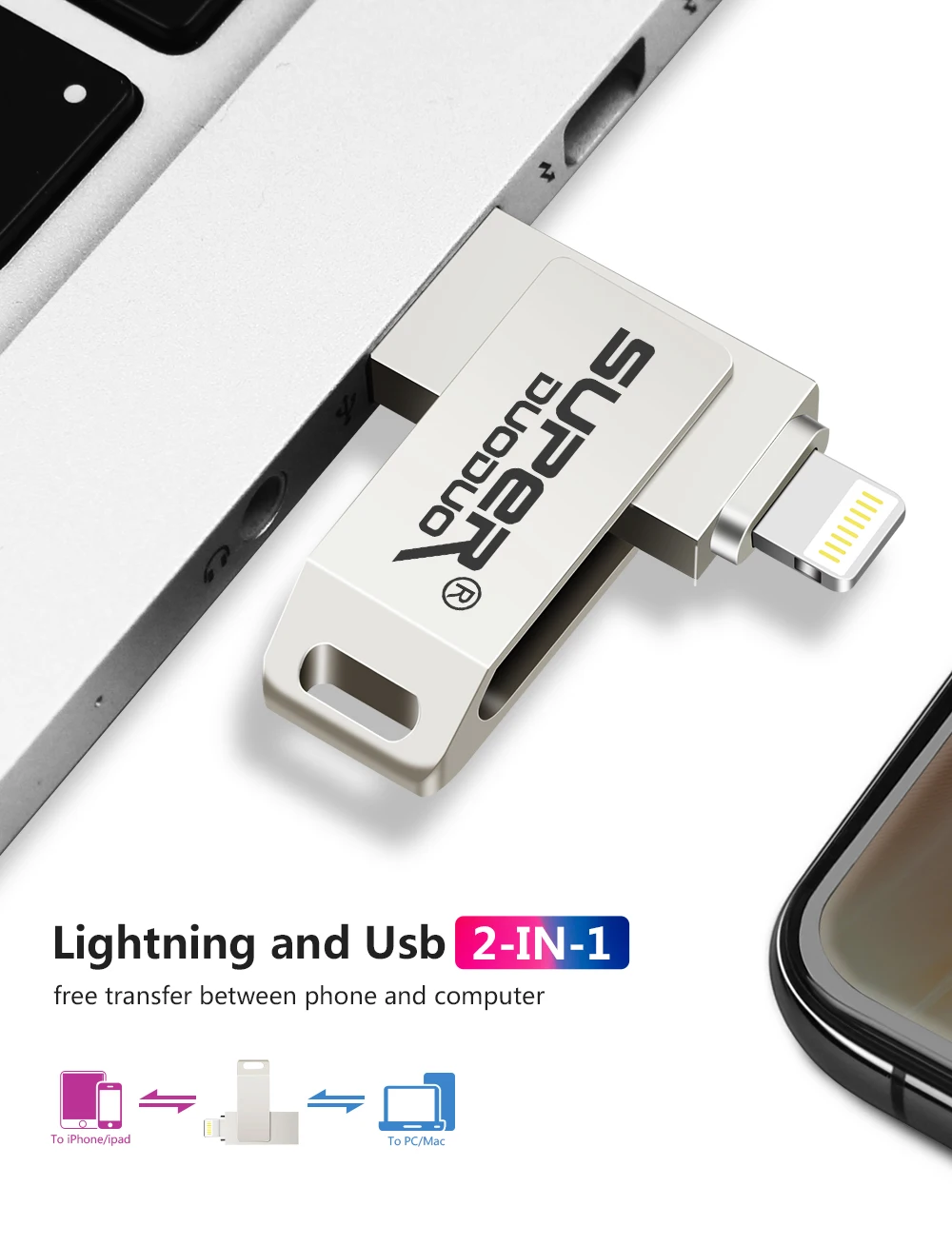 Usb флеш-накопитель для iPhone 6/6s/6plus/7/7plus/8/X Usb/Otg/Lightning 2 в 1 флеш-накопитель для iOS внешних устройств хранения